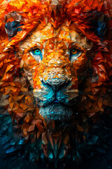 Leo, lion, low poly art illustration. AI generative - 786120853