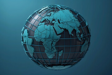 globe on blue cyan background.