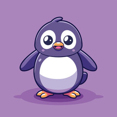 Fototapeta premium Cute little happy penguin cartoon animal illustration vector graphic
