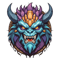 Orc Warlord Mascot Isolated on transparent Background Monster Warrior Chieftain Emblem