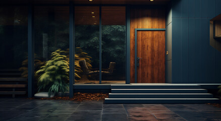 Sleek Home Entrance with Wooden Accents