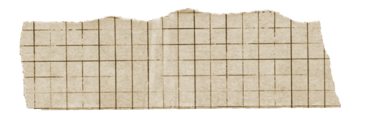 Torn and Aged Graph Paper Texture. Vintage Grid Paper for Scrapbooking. Isolated on Transparent Background