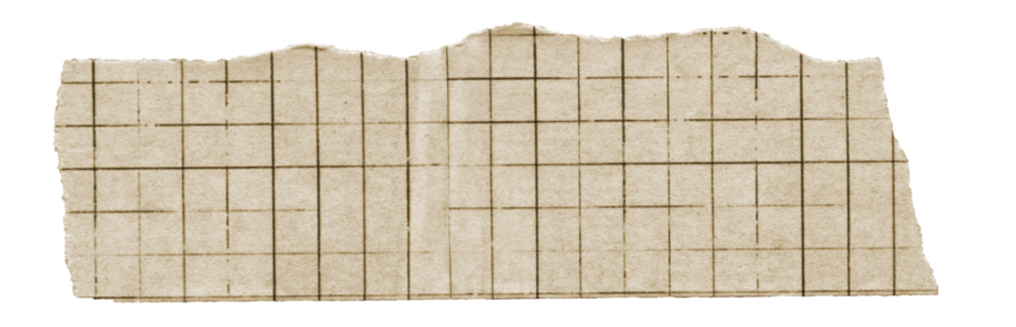 Torn and Aged Graph Paper Texture. Vintage Grid Paper for Scrapbooking. Isolated on Transparent Background