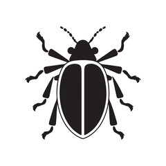 Black simple beetle bug icon logo design, vector illustration on white background
