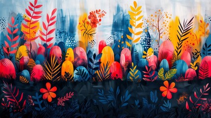 Obraz na płótnie Canvas AI generated illustration of vibrant patterns of plants