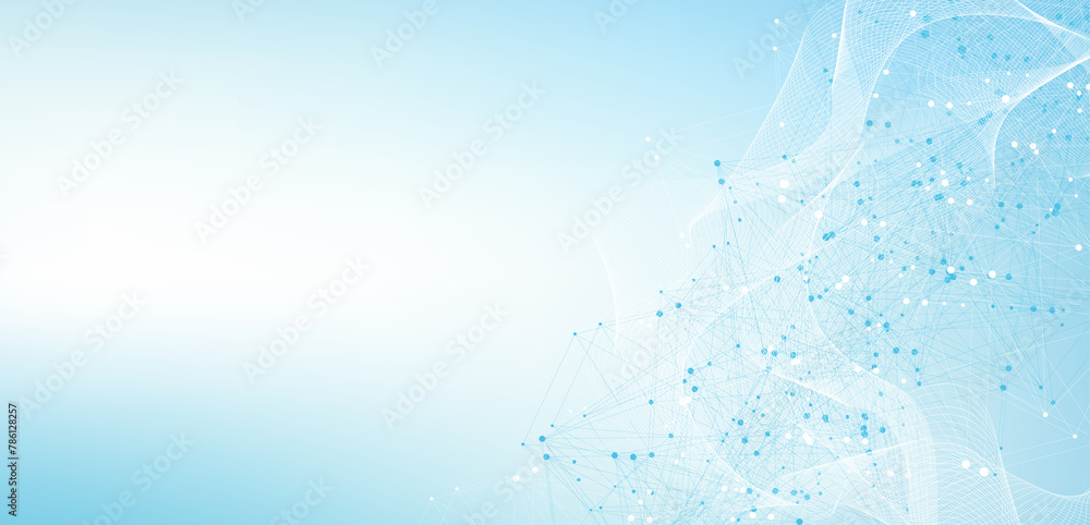 Fototapete Global network connection concept. Big data visualization. Social network communication in the global computer networks. Internet technology. Business. Science. Illustration