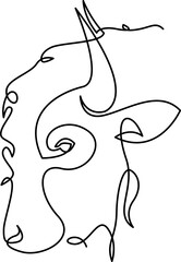 Continuous line bison logo. Hairy buffalo one line vector drawing. Animal wildlife concept.