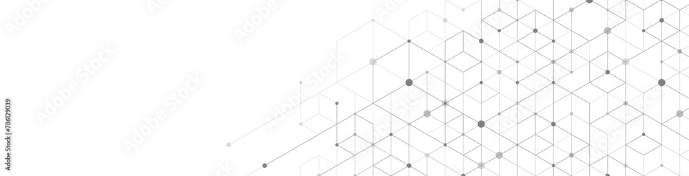 Aufkleber Modern technology illustration with square grid. Technology banner template cubes texture. Digital geometric abstraction with lines and dots