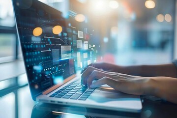 Hand controlling business vision with mind mapping map concept.