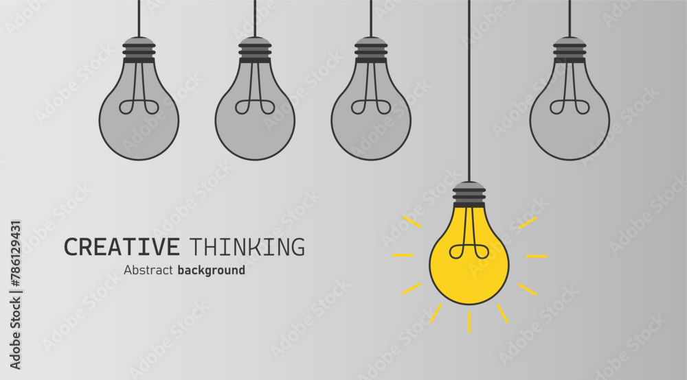 Aufkleber Light bulbs with one glowing and the other no power. Creative thinking ideas brain innovation concept. Concept of creative idea brainstorm and imagination development, Business concept vector.