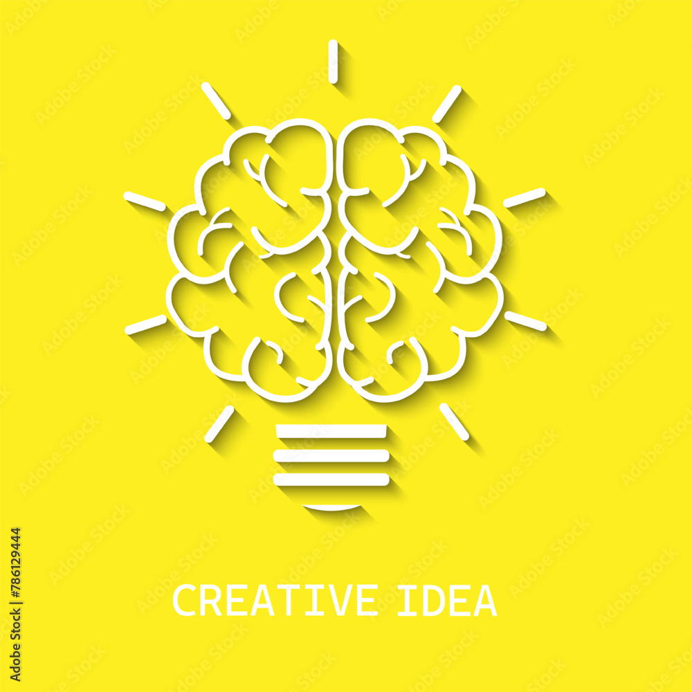 Aufkleber light bulb with brain icon, creative thinking ideas brain innovation concept. concept of creative id