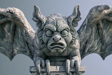 statues of a gargoyle with its mouth open and its tongue hanging out
