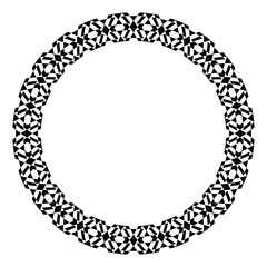 Black and white geometric border frame pattern with diamonds