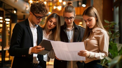 A successful team of young professionals in an office environment reflects the true power of collaboration and interaction that keeps businesses stable and thriving. Business Scale