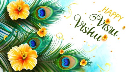 Fototapeta na wymiar Traditional Indian Festival Happy Vishu Celebrated in Kerala India.illustration