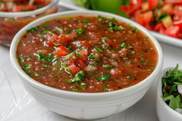 Traditional mexican homemade salsa sauce in bowl
