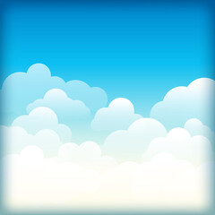 Cartoon landscape with white clouds on sky. cloud, summer ,spring. Eps 10. The Sun Always Shines After The Storm
