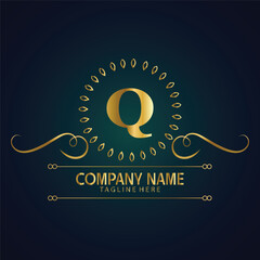 Luxury brand letter Q logo with crown.