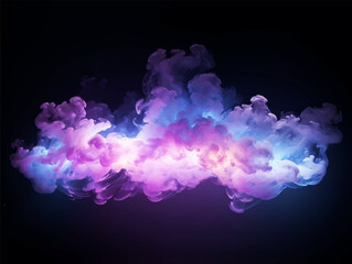 Abstract cloud with purple neon light glow in the dark background