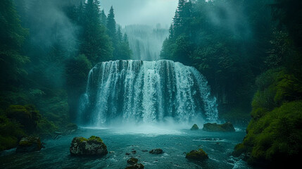 Natural wonder: Majestic waterfall in the middle of untouched wilderness