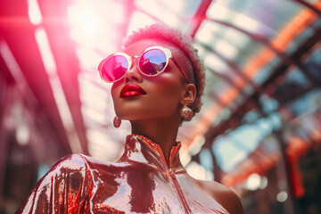 Obraz premium Vogue Style Portrait in Ruby Sunglasses