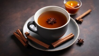 Warm masala tea with syrup and winter spices