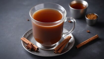 Warm masala tea with syrup and winter spices
