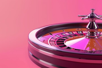 A colorful, plastic, fake roulette wheel with a black and white ball on top