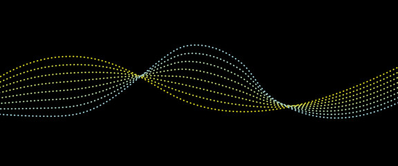 波のようなカラフルなドットラインが流れるデジタルベクター背景画像	