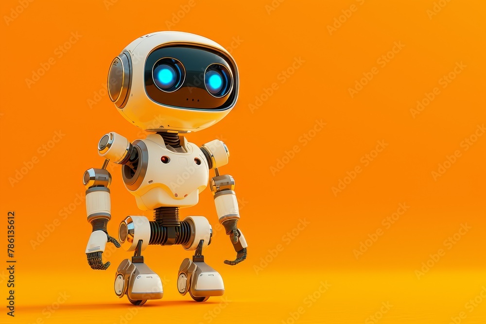 Poster a robot is standing on a background
