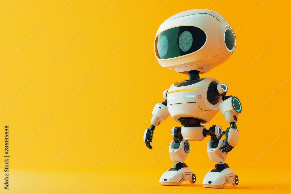 Poster a robot is standing on a background