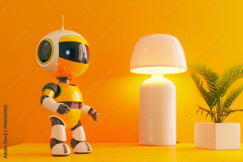 Poster a robot is standing on a background
