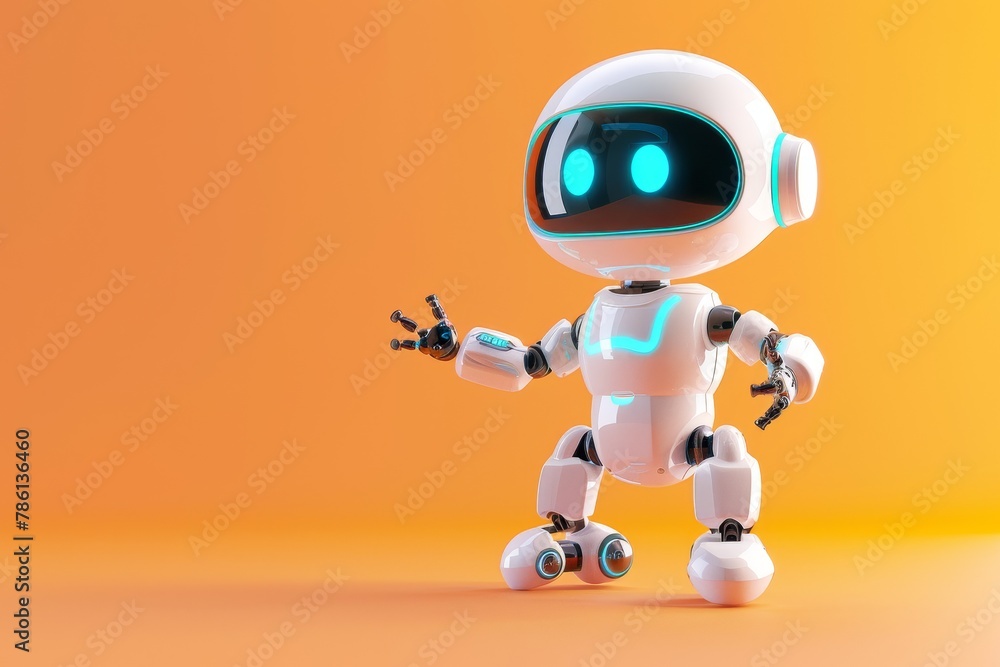 Poster a robot is standing on a background