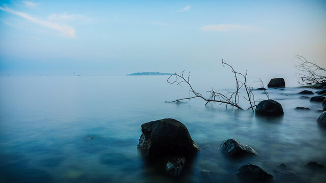 Scenic view of sea in the morning, Jepara, Central Java, Indonesia