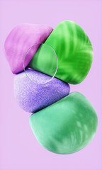 Abstract beauty fashion geometric sphere with natural summer light background. 3d rendering.