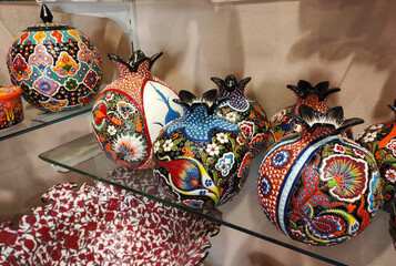 Oriental Turkish decorative vases in the shape of a pomegranate with a beautiful Arabic pattern