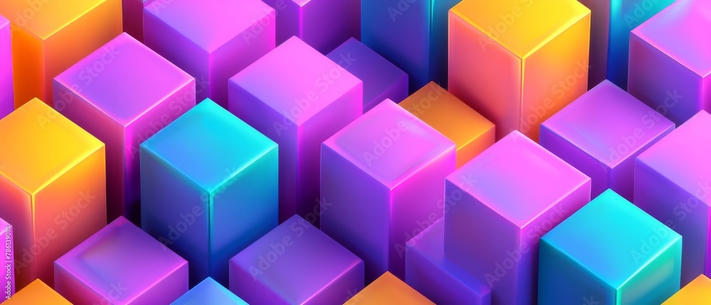 Aufkleber abstract geometric colorful 3d texture wall with squares and square cubes background banner illustra