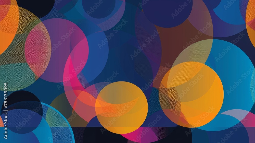 Poster the background is an abstract modern with circles of color that are transparent