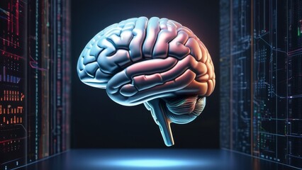 Digital human brain structure in black background concept illustration