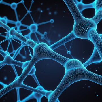 Blue neural network system structure connect each other