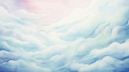 Foto op Canvas Abstract landscape in blue clouds, background postcard in watercolor style © kichigin19