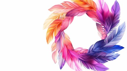 Feather wreath card template.Can be used for invitations, greeting cards, graphic designs, and greeting banners.