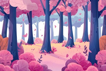 Pink Forest, Illustration, background