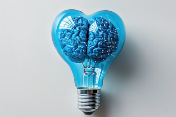 Heart Shaped Light Bulb With Brain Inside
