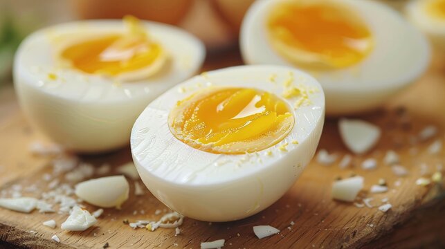 Here is a close-up of a boiled egg with its components shown.