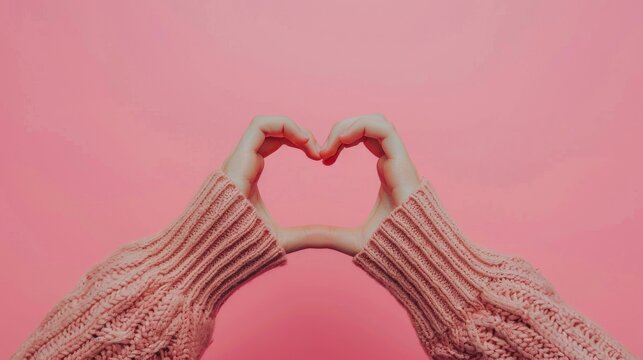 An isolated background with girl's hands serried into a heart shape