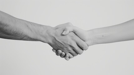 Photograph of a black-and-white handshake of two individuals, isolated and toned