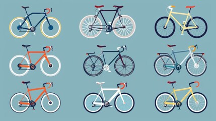 'Types of bikes' modern series. City bicycles