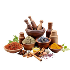 ayurvedic herbs isolated photography transparent background