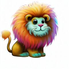 Fototapeta premium furry forest animal with beautiful colors and white background. with Generative AI technology 